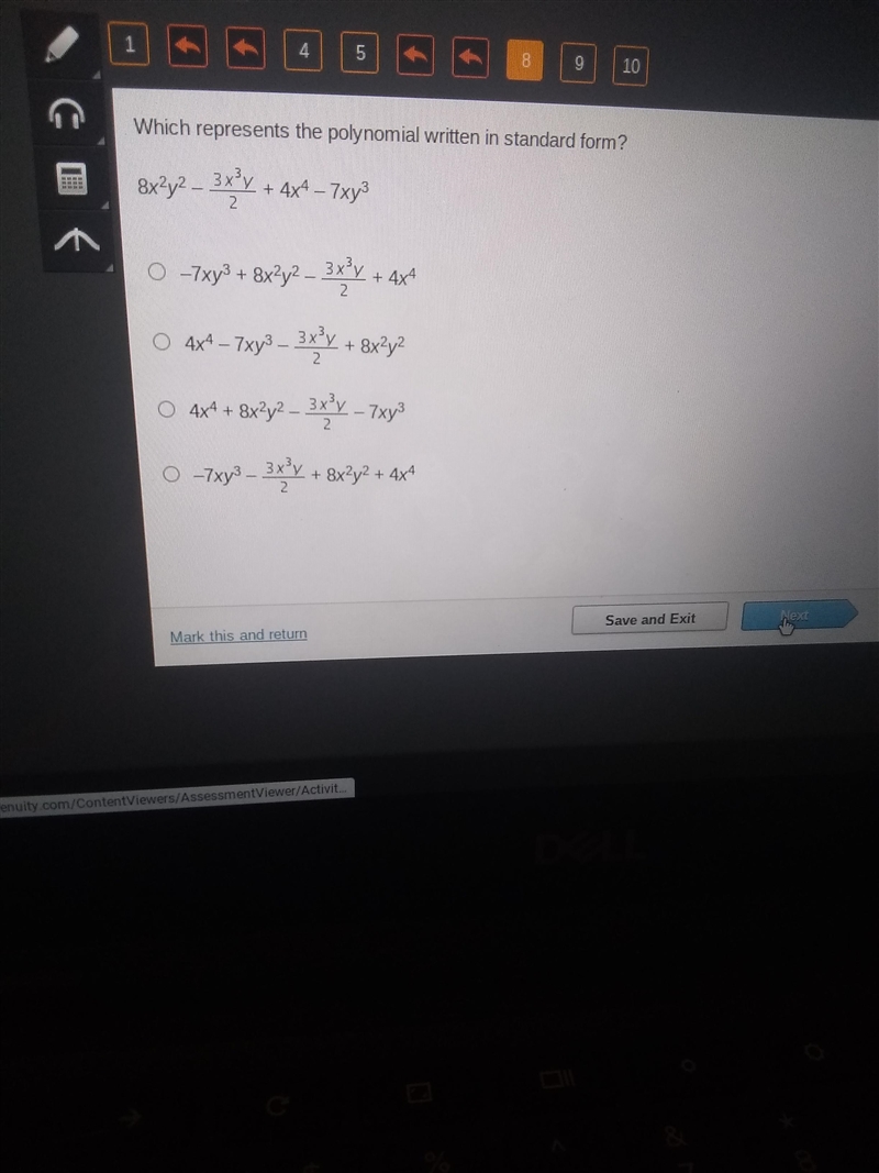 Which represents the polynomial written in standard form-example-1