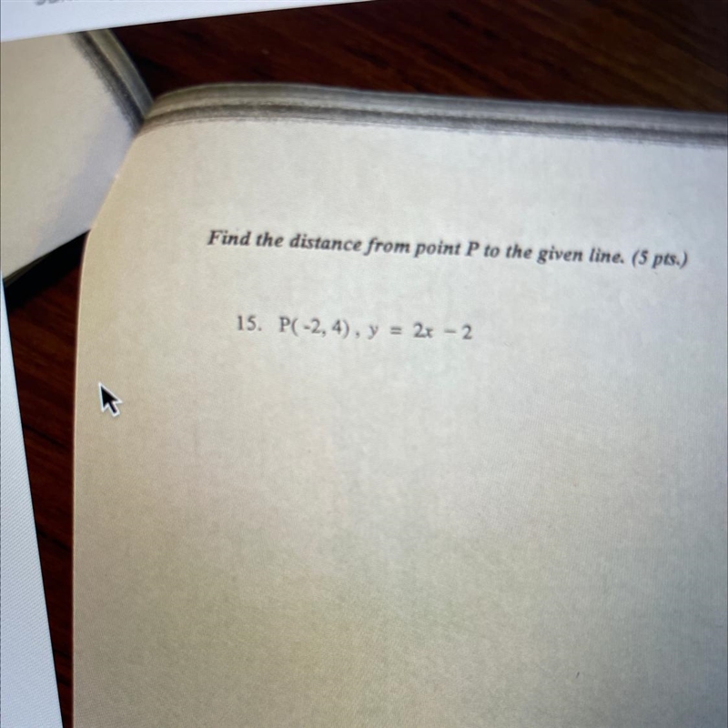 Find the distance from point P to the given line-example-1