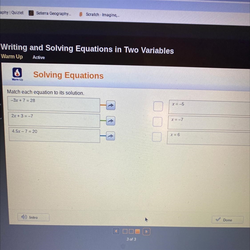 Match each equation to its solution￼￼-example-1