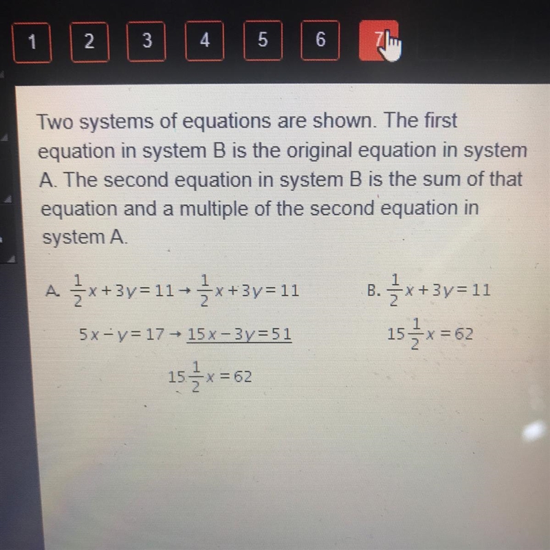 What is the solution to both systems A and B? O(3, 4) O (3,5). O (4,3) O (5,3)-example-1