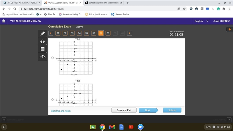 Which graph shows the sequence –7, –4, –1, 2, ...?-example-2