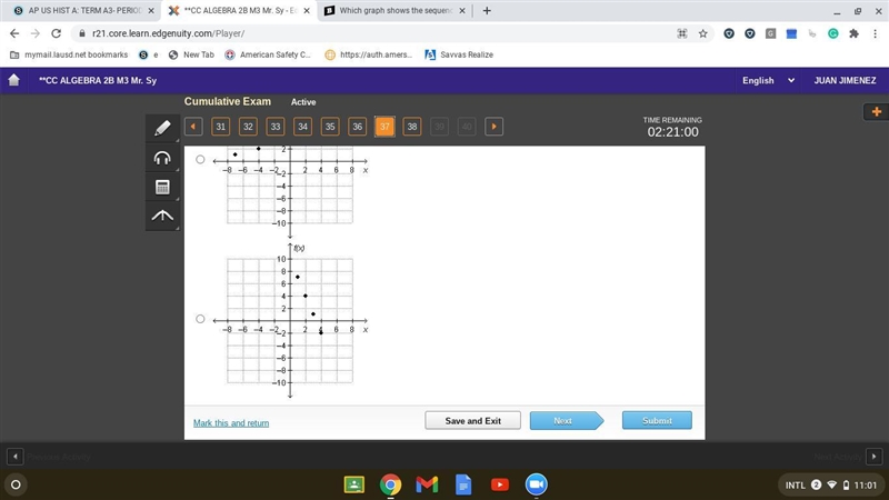 Which graph shows the sequence –7, –4, –1, 2, ...?-example-4