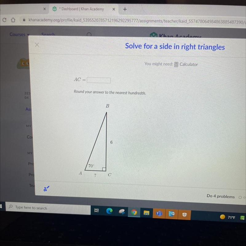 Solve for a side in right angles picture added-example-1