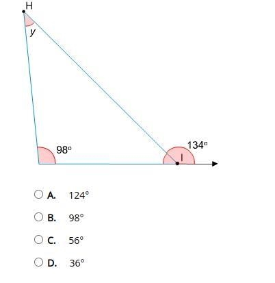 What is the value of y in this triangle?-example-1