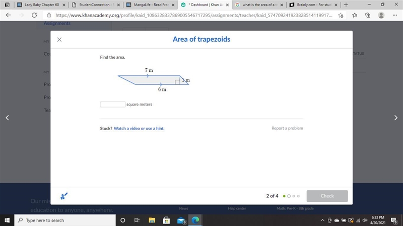 What is the area of the trapozoid? pls help :)-example-1