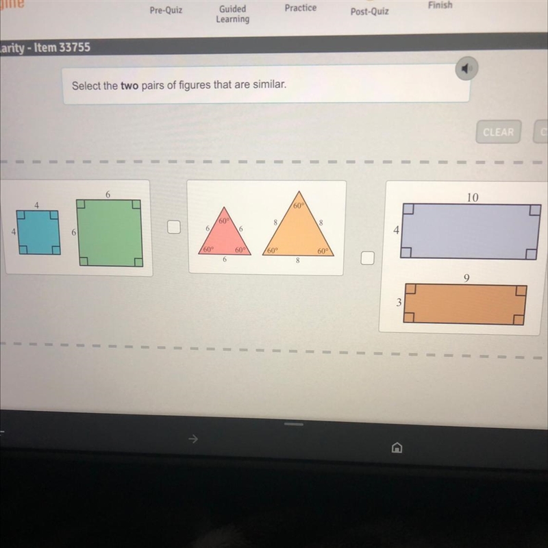 Select the two pairs of figures that are similar-example-1