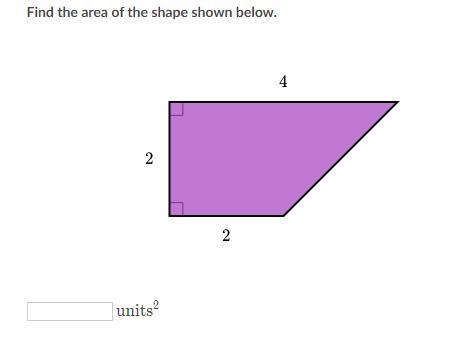 Find the area of the shape shown below.-example-1