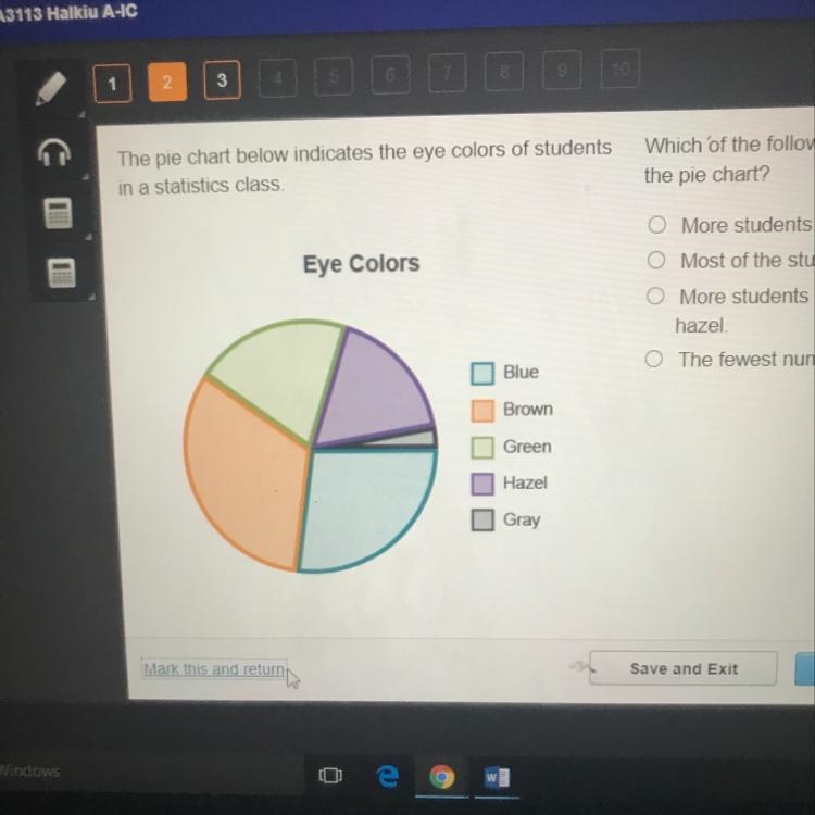 Which of the following is not a correct statement about the pie chart? More students-example-1