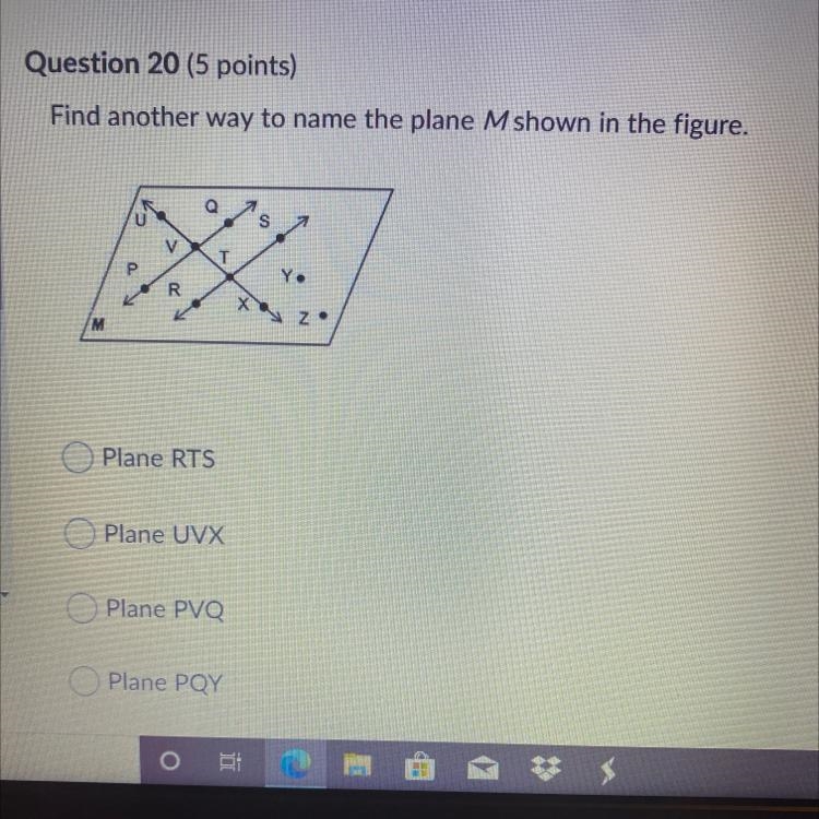 Find another way to name the plane M shown in the figure-example-1