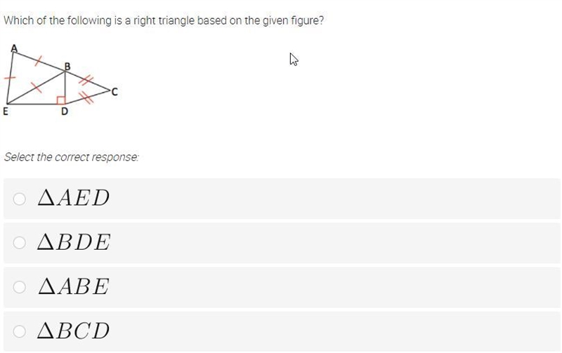 Which of the following is a right triangle based on the given figure?-example-1