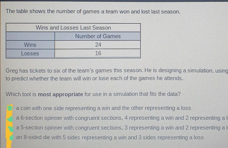 Which tool is most appropriate for use in a simulation that fits the data? a coin-example-1