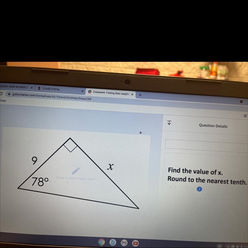 Find the value of x. Round to the nearest tenth-example-1