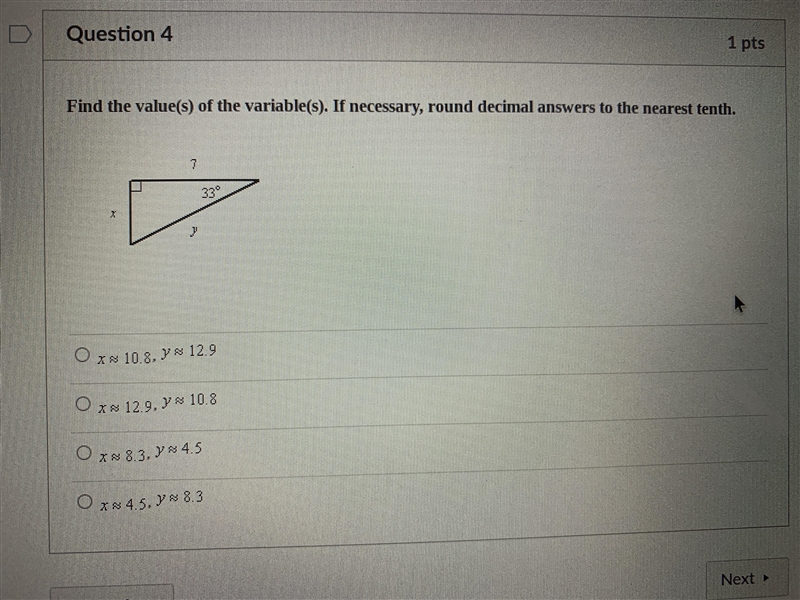 Find the value of the variable. Round decimal to nearest tenth if necessary. ​-example-1