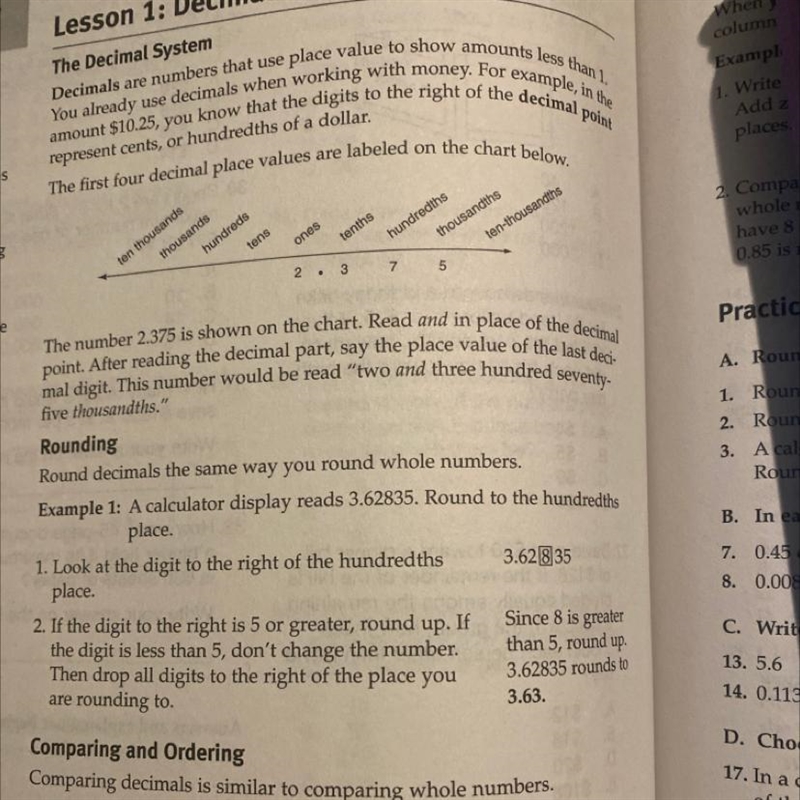 Within Unit 2: Mathematical Reasoning, Chapter 2: Decimals and Fractions, what is-example-1