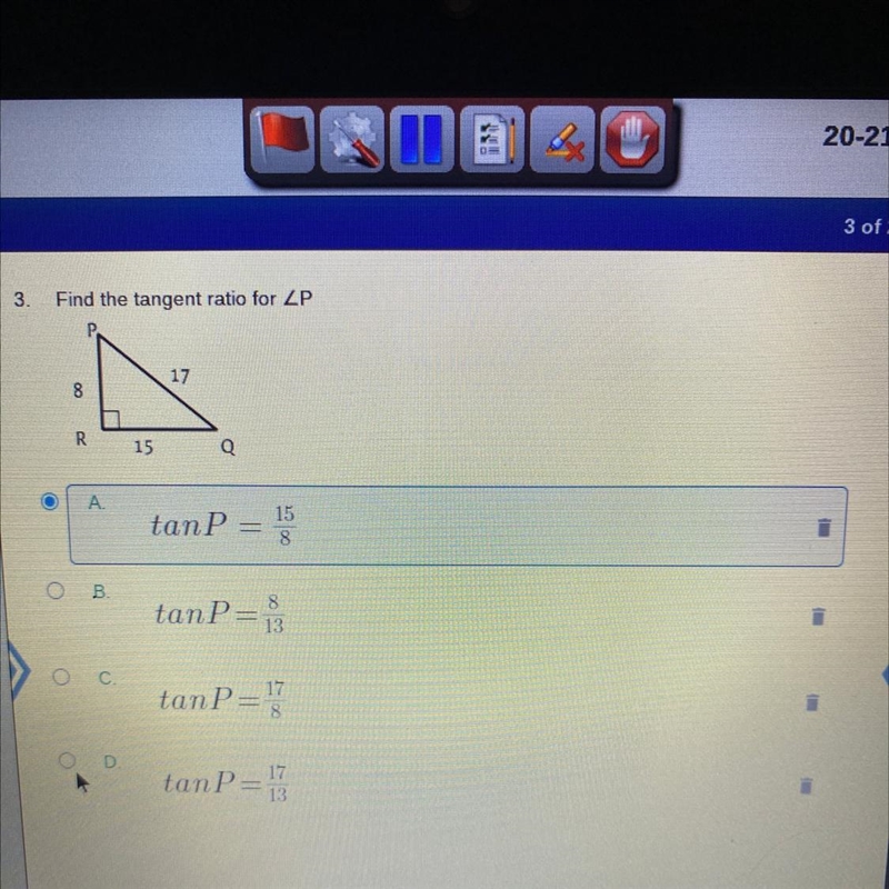 100 Points! show work or i report! Find the tangent ratio for-example-1