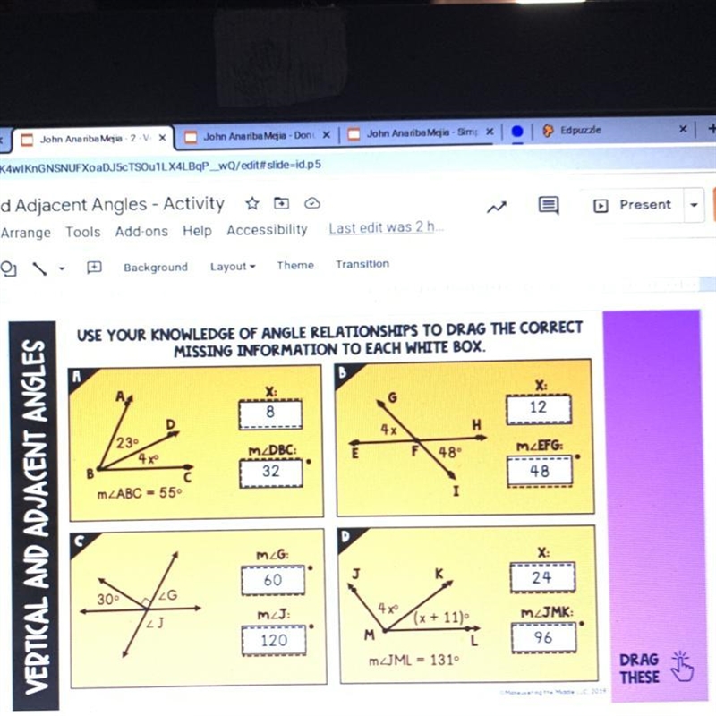 NEEP HELP NOW Working with vertical and adjacent angles I don’t need the awnsers I-example-1