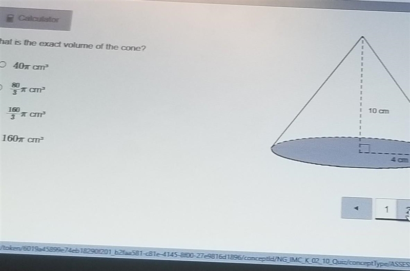 What is the exact volume of the cone ​-example-1