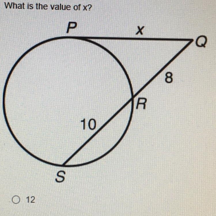 What is the value of x? - 12 - square root of 18 - square root of 80-example-1