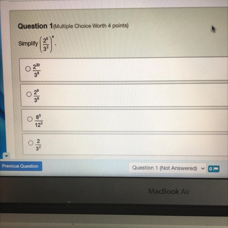 Simplify (2^5/3^2)^4.-example-1