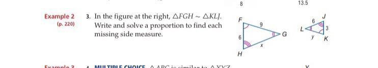 Geometry problem above^^^ In the figure at the right FGH ~ KLJ....-example-1