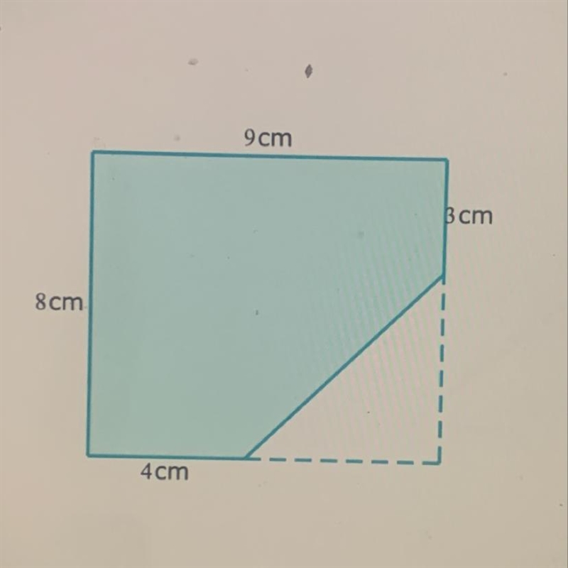 A right triangle is removed from a rectangle to create the shaded region shown below-example-1