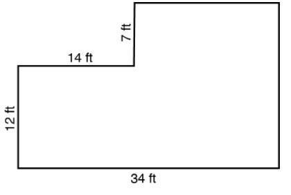 Find the area of the bedroom with the shape shown in the figure, in square feet. A-example-1