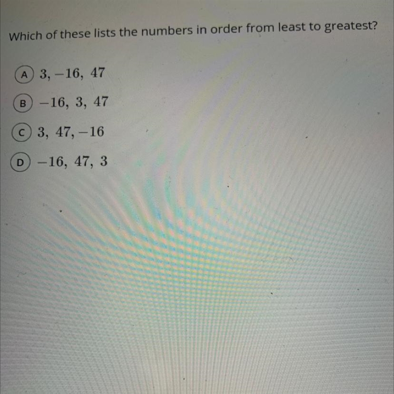 HELP MEE PLEASEEEE! Which of these lists the numbers in order from least to greatest-example-1