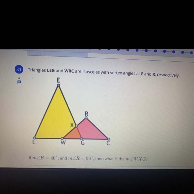 A.84 degrees B.42 degrees C.70 degrees D.68 degrees What’s the answer-example-1