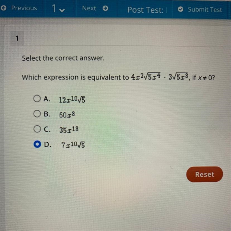 Which expression is equivalent to 4x^2 to the square root of 5x^4 • 3 to the square-example-1