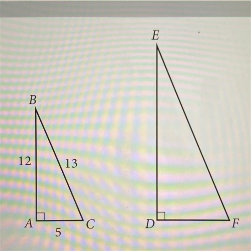 In the figure above, triangle ABC is similar to triangle DEF. What is the value of-example-1