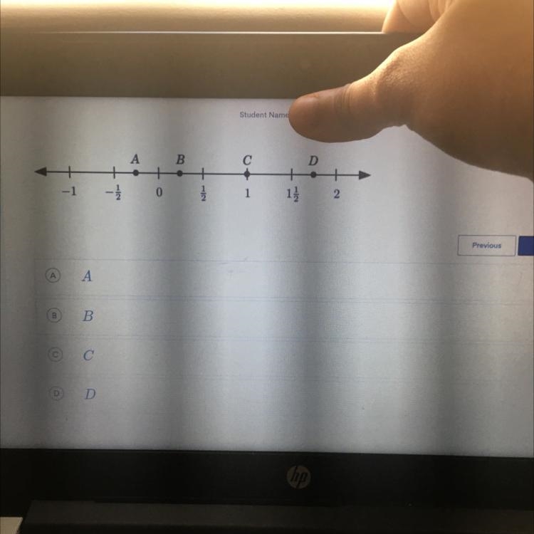 If x plus 3/4 = 1, then which point on the number line could be x?-example-1