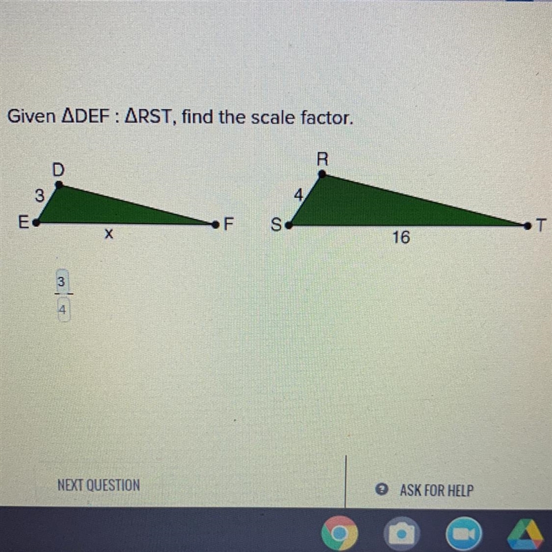 Given DEF : RST, find the scale factor. PLEASE HELP!-example-1