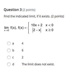 Find the indicated limit, if it exists. See file below.-example-1