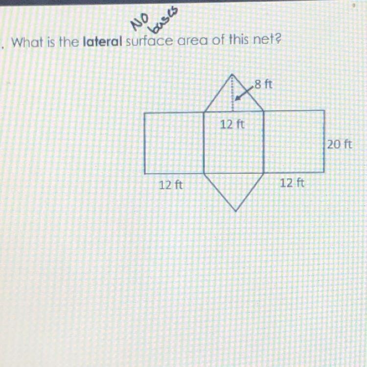 What is the lateral surface area of this net Help!!!-example-1