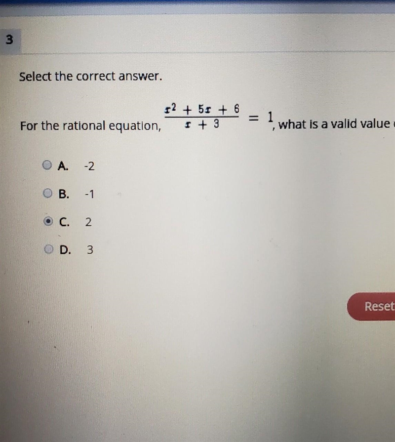 3 Select the correct answer. 52 + 51 + 6 For the rational equation, 1 + 3 = 1 what-example-1