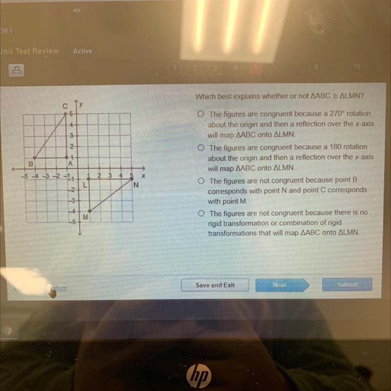 Which best explains whether or not ABC = LMN?-example-1