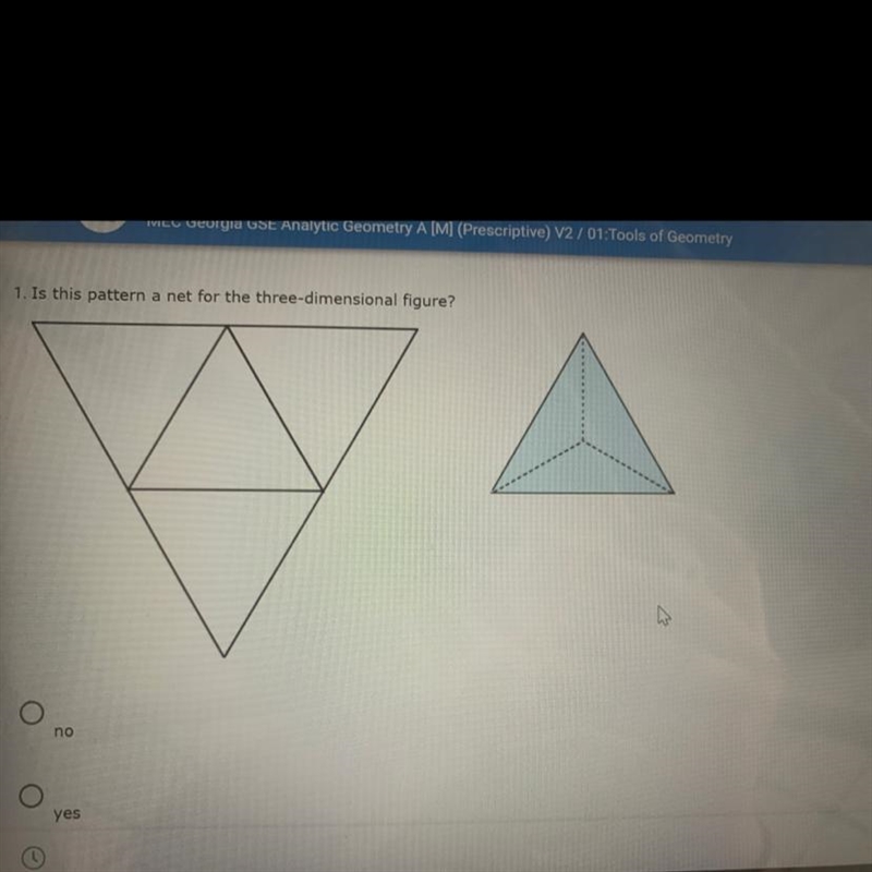 It this pattern a net for the three-dimensional figure?-example-1