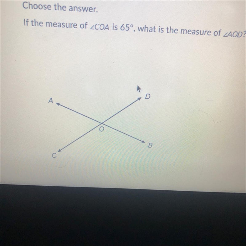 If the measure of ZCOA is 65°, what is the measure of AOD? A-example-1