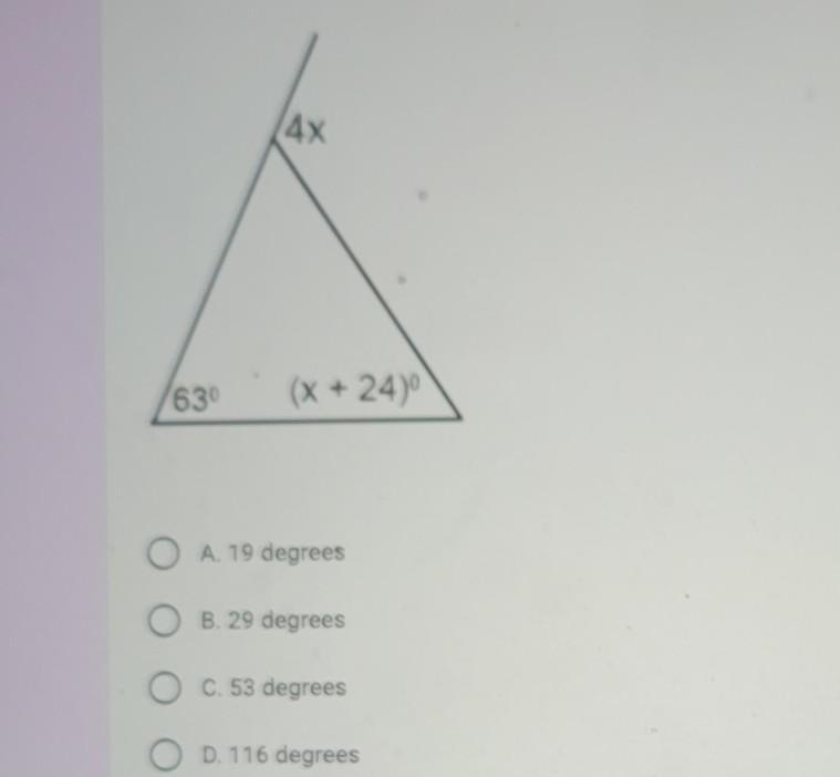 3. Find the measure of the exterior angle in the diagram below.​-example-1