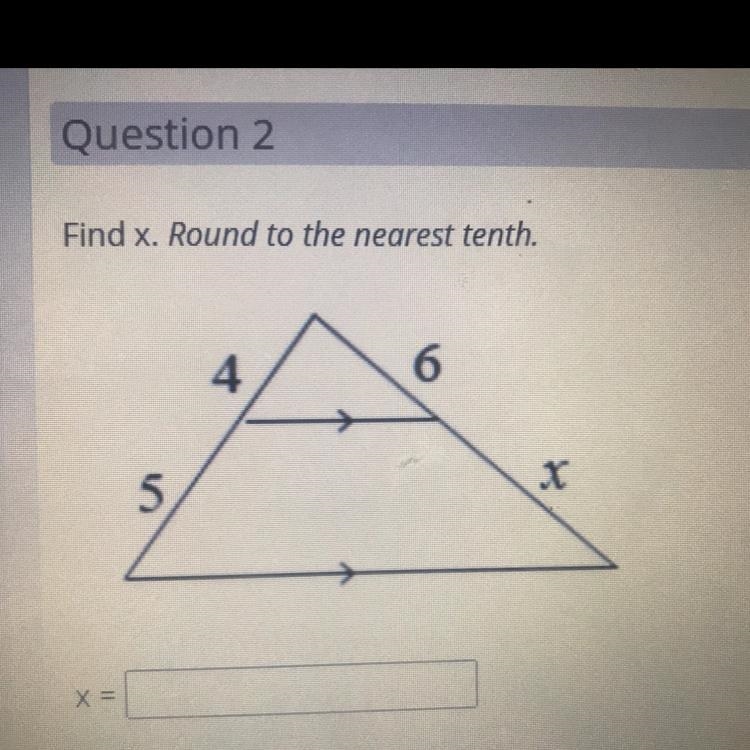 Find x. Round to the nearest tenth. 4 6 5-example-1