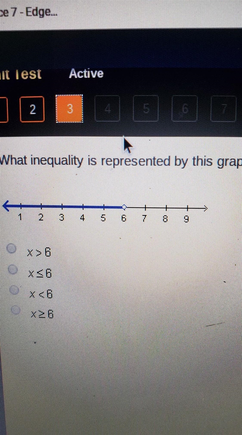 What inequality is represented by this graph? 1 7 9 OXSA Xc6​-example-1