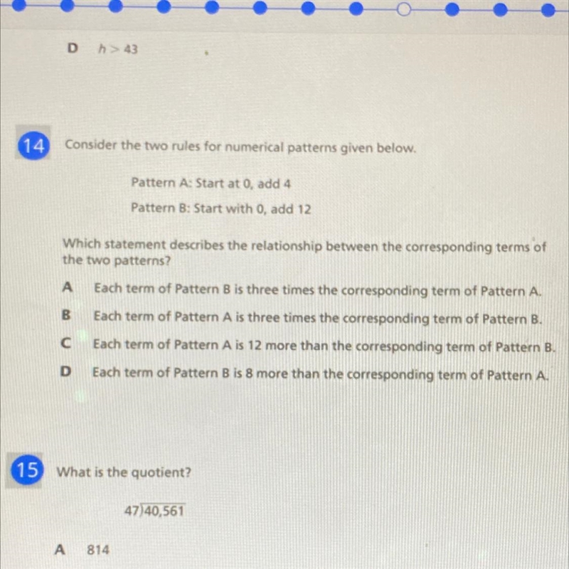 Consider the two rules for numerical patterns given below. Pattern A: Start at 0, add-example-1