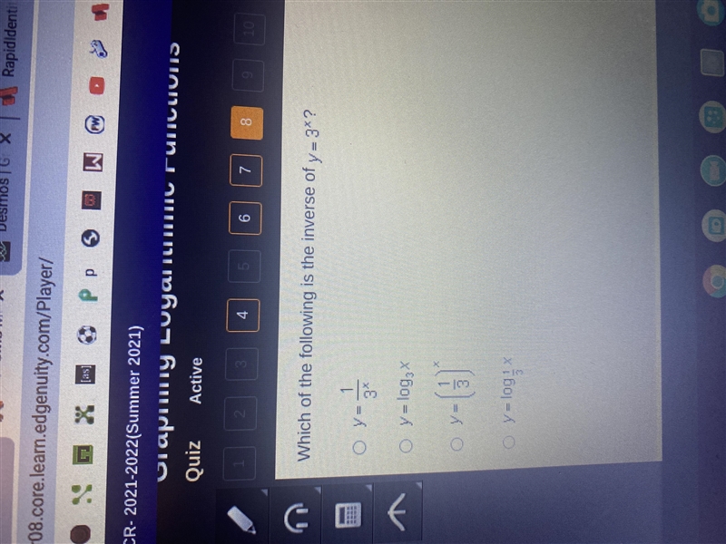 Which of the following is the inverse of y=3x?-example-1