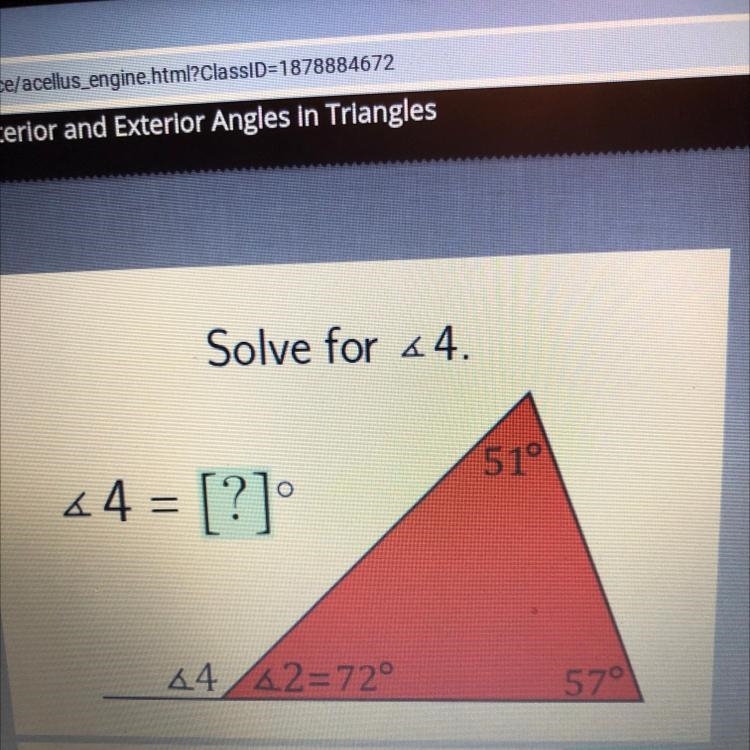 Solve for 44. 51° 64 = [?] 44 42=72° 57° I-example-1