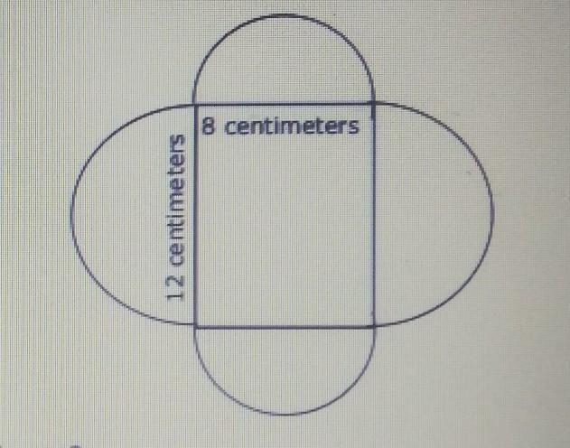 A figure is created by using four semicircles and a rectangle. which is closest to-example-1