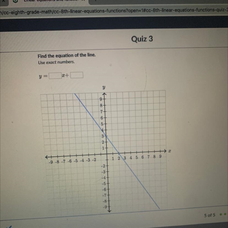 Find the equation on the line Use exact number Y=_x+_ NEED ASAP PLEASE-example-1