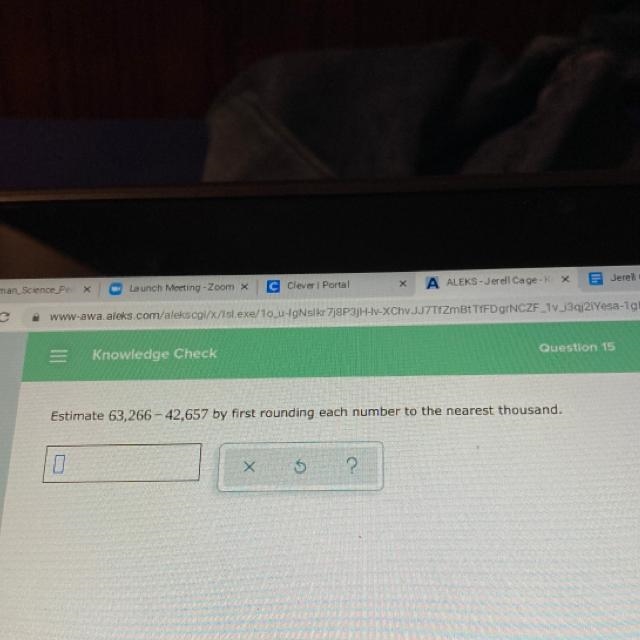 Estimate 63,266 -42,657 by first rounding each number to the nearest thousand.-example-1