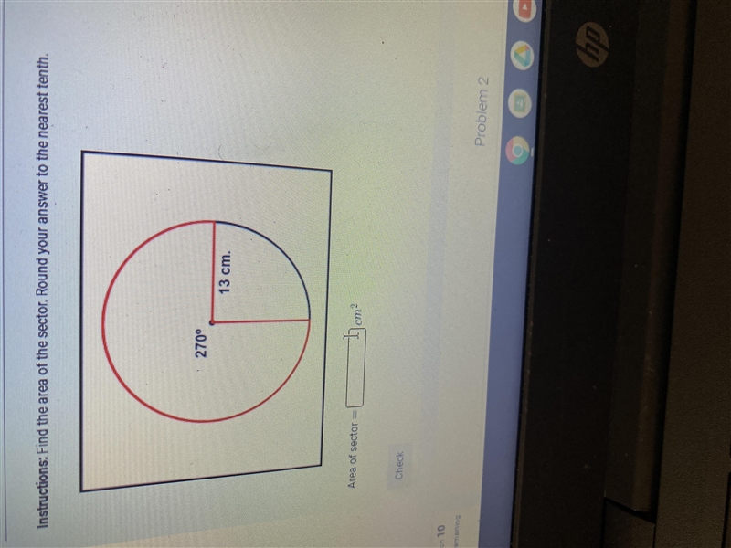 Find the area of the sector round your answer to the nearest 10th-example-1