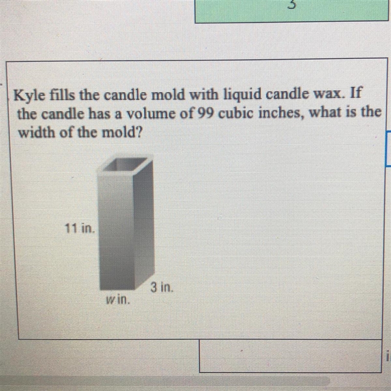 Kyle fills the candle mold with liquid candle wax. If the candle has a volume of 99 cubic-example-1