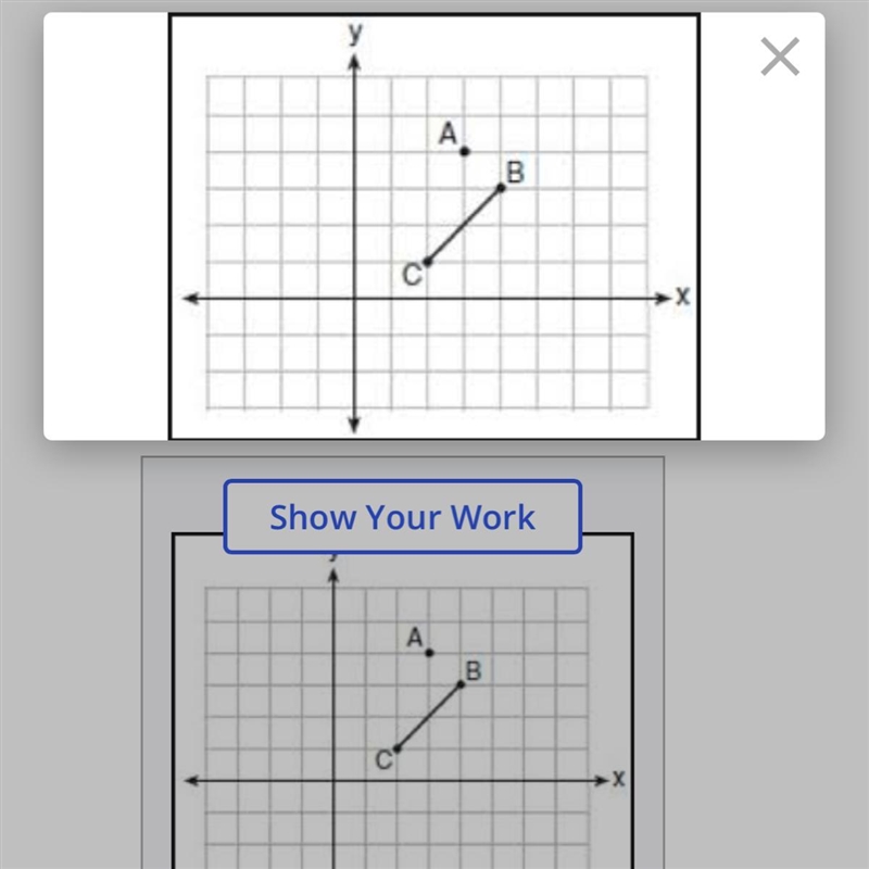 Guys help me please . Dilate the line below by a scale factor k = 2 with the center-example-1